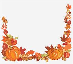 Autumn-themed border with pumpkins and leaves.