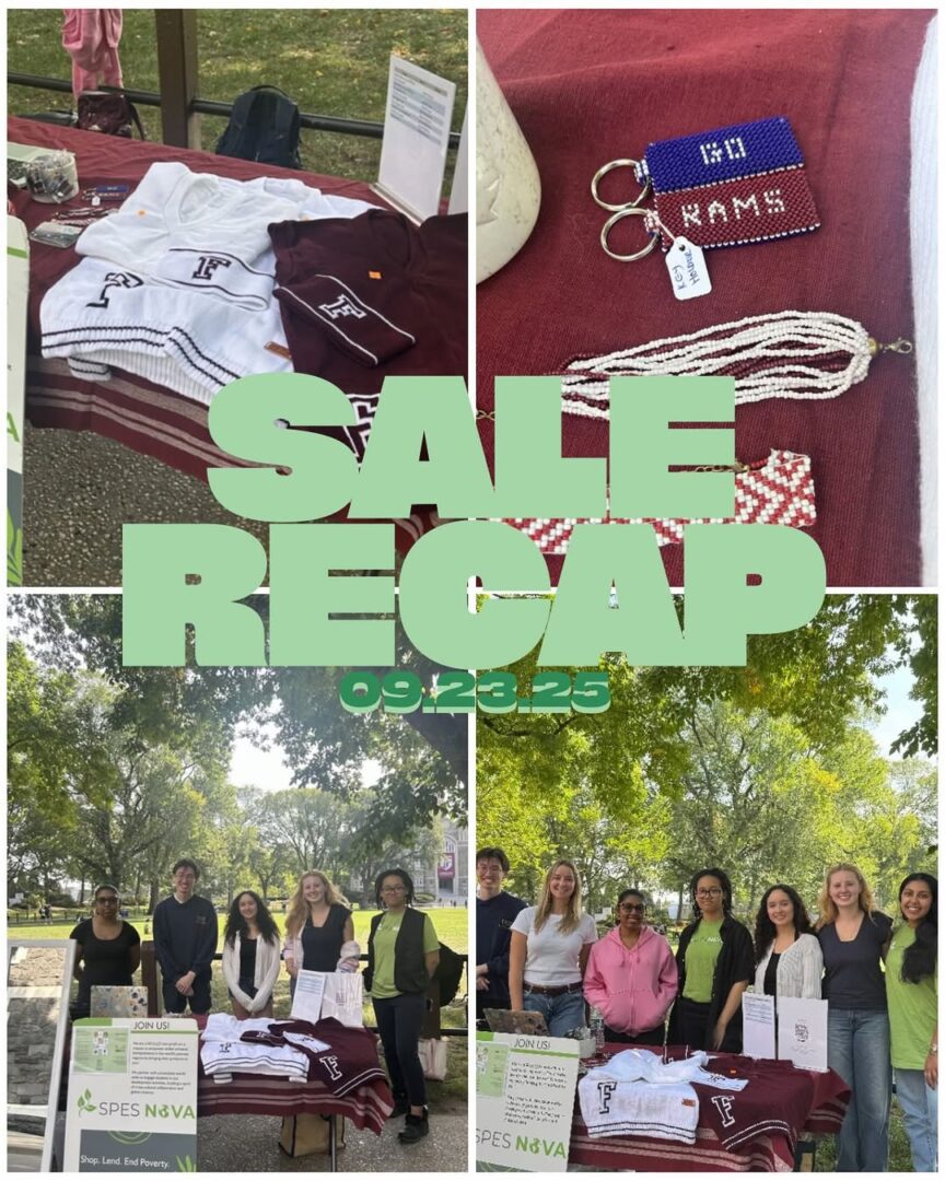 Sale event recap with merchandise display.